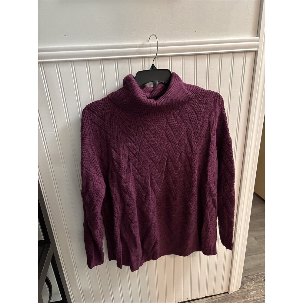 Lane Bryant Sweater Plus 18/20 Woman Purple Turtleneck Pullover Preown Chest 52"